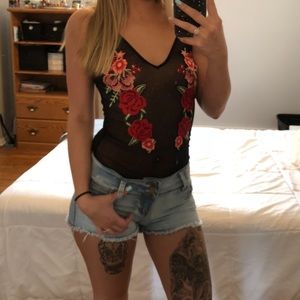 NWT Sexy Sheer Mesh Rose Dress